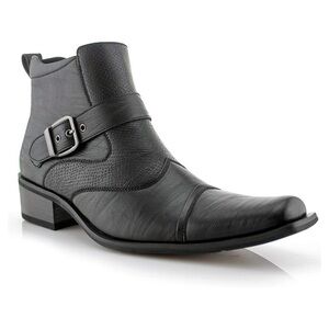 Ferro Aldo Men’s Black Alejandro Ankle High Western Buckle Strap Boots- Size 12